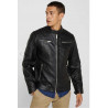 Veste style motard en cuir nappa