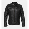 Veste style motard en cuir nappa